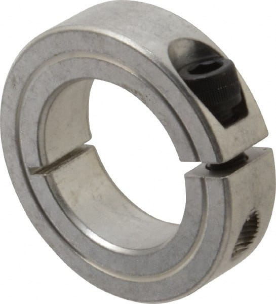Climax Metal Products - 1-1/8" Bore, Aluminum, One Piece Clamping Shaft Collar - 1-7/8" Outside Diam, 1/2" Wide - Exact Tooling