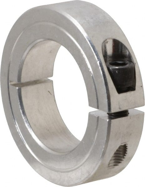 Climax Metal Products - 1-3/8" Bore, Aluminum, One Piece Clamping Shaft Collar - 2-1/4" Outside Diam, 9/16" Wide - Exact Tooling