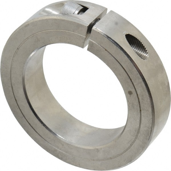Climax Metal Products - 1-1/2" Bore, Stainless Steel, One Piece One Piece Split Shaft Collar - 2-3/8" Outside Diam, 9/16" Wide - Exact Tooling