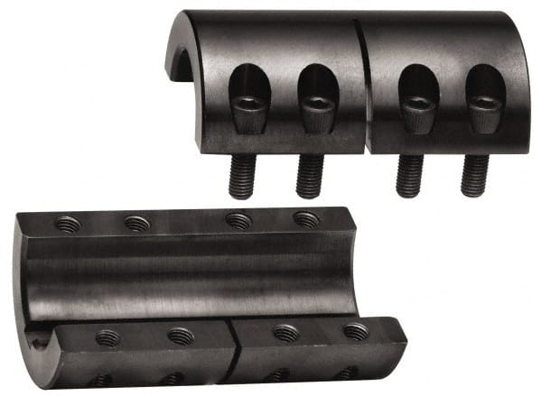 Climax Metal Products - 1-1/4" Inside x 2-1/16" Outside Diam, Two Piece Rigid Coupling with Keyway - 3-1/4" Long x 1/4" Keyway Width x 1/8" Keyway Depth - Exact Tooling