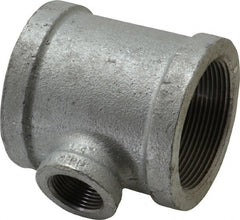 Made in USA - Class 150, 2 x 2 x 3/4" Galvanized Pipe Reducing Tee - Threaded, Malleable Iron - Exact Tooling