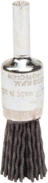 Weiler - 120 Grit, 1/2" Brush Diam, Crimped, End Brush - Fine Grade, 1/4" Diam Shank, 10,000 Max RPM - Exact Tooling