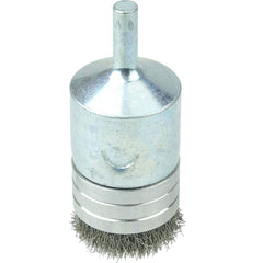 Weiler - End Brushes; Brush Diameter (Inch): 1 ; Fill Material: Stainless Steel ; Filament/Wire Diameter Range (Decimal Inch): 0.0201 and Above ; Filament/Wire Diameter (Decimal Inch): 0.0060 ; Wire Type: Crimped Wire ; Bridled: Yes - Exact Tooling