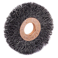 Weiler - Wheel Brushes; Outside Diameter (Inch): 2-1/2 ; Arbor Hole Thread Size: 1/2 ; Wire Type: Crimped Wire ; Fill Material: Stainless Steel ; Face Width (Inch): 1/2 ; Trim Length (Inch): 3/4 - Exact Tooling
