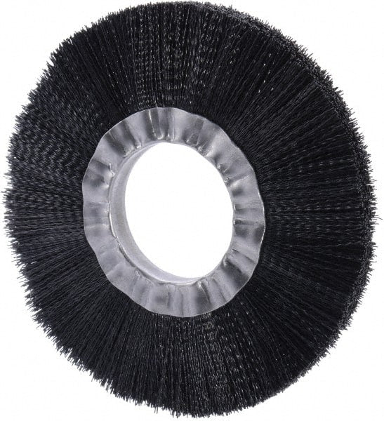 Weiler - 6" OD, 2" Arbor Hole, Nylon Wheel Brush - 3/4" Face Width, 1-1/2" Trim Length, 0.016" Filament Diam, 6,000 RPM - Exact Tooling