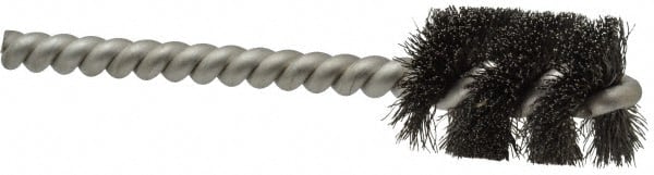 Weiler - 3/4" Diam Helical Steel Tube Brush - 0.006" Filament Diam, 1" Brush Length, 3-1/2" OAL, 7/32" Diam Stainless Steel Shank - Exact Tooling