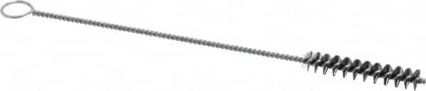 Weiler - 2" Long x 3/8" Diam Steel Hand Tube Brush - Single Spiral, 8" OAL, 0.006" Wire Diam, 1/8" Shank Diam - Exact Tooling