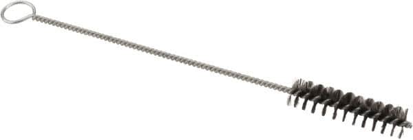 Weiler - 2" Long x 1/2" Diam Steel Hand Tube Brush - Single Spiral, 8" OAL, 0.006" Wire Diam, 1/8" Shank Diam - Exact Tooling