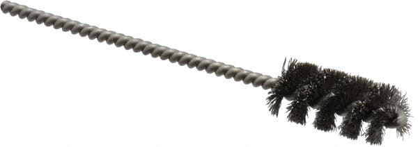 Weiler - 7/16" Diam Helical Steel Tube Brush - 0.005" Filament Diam, 1" Brush Length, 3-1/2" OAL, 1/8" Diam Stainless Steel Shank - Exact Tooling