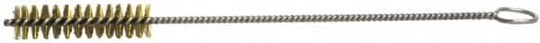 Weiler - 2" Long x 1/2" Diam Steel Hand Tube Brush - Single Spiral, 8" OAL, 0.008" Wire Diam, 1/8" Shank Diam - Exact Tooling
