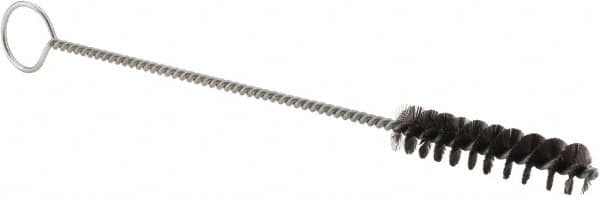Weiler - 2-1/2" Long x 9/16" Diam Steel Hand Tube Brush - Single Spiral, 9" OAL, 0.005" Wire Diam, 5/32" Shank Diam - Exact Tooling