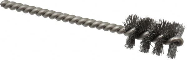 Weiler - 5/8" Diam Helical Steel Tube Brush - 0.008" Filament Diam, 1" Brush Length, 3-1/2" OAL, 3/16" Diam Stainless Steel Shank - Exact Tooling