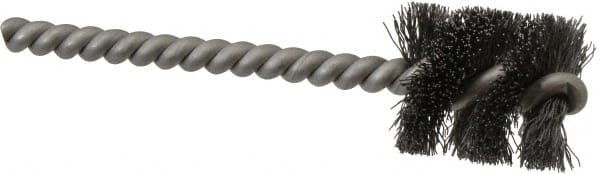 Weiler - 7/8" Diam Helical Steel Tube Brush - 0.008" Filament Diam, 1" Brush Length, 3-1/2" OAL, 7/32" Diam Stainless Steel Shank - Exact Tooling