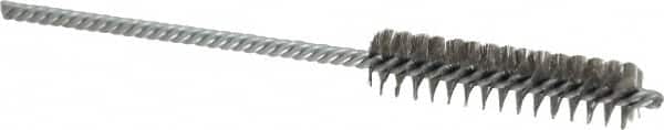 Weiler - 3/8" Diam Helical Steel Tube Brush - Double Spiral, 0.003" Filament Diam, 2" Brush Length, 4" OAL, 1/8" Diam Shank - Exact Tooling