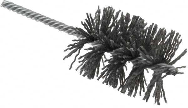 Weiler - 2" Diam Helical Nylon Tube Brush - Single Spiral, 0.04" Filament Diam, 2-1/2" Brush Length, 5-1/2" OAL, 1/4" Diam Shank - Exact Tooling