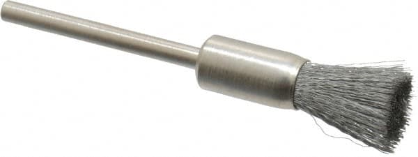 Weiler - 5/16" Brush Diam, Crimped, End Brush - 1/8" Diam Shank, 25,000 Max RPM - Exact Tooling