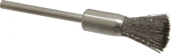 Weiler - 5/16" Brush Diam, Crimped, End Brush - 1/8" Diam Shank, 25,000 Max RPM - Exact Tooling