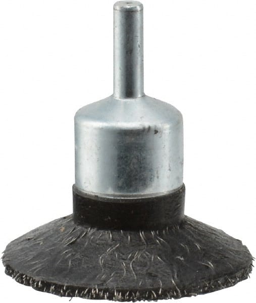 Weiler - 2" Brush Diam, Encapsulated, Crimped, Flared End Brush - 1/4" Diam Shank, 20,000 Max RPM - Exact Tooling