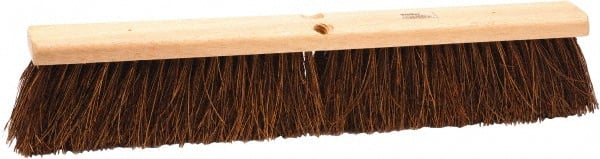 Weiler - 18" Rough Surface Palmyra Push Broom - 4" Bristle Length, Wood Block, Threaded Handle Connection, Handle Sold Separately - Exact Tooling