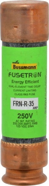 Cooper Bussmann - 125 VDC, 250 VAC, 35 Amp, Time Delay General Purpose Fuse - Fuse Holder Mount, 76.2mm OAL, 20 at DC, 200 (RMS) kA Rating, 13/16" Diam - Exact Tooling