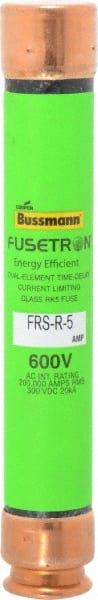 Cooper Bussmann - 300 VDC, 600 VAC, 5 Amp, Time Delay General Purpose Fuse - Fuse Holder Mount, 127mm OAL, 20 at DC, 200 (RMS) kA Rating, 13/16" Diam - Exact Tooling