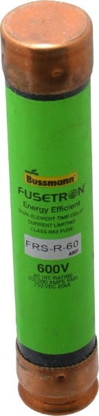 Cooper Bussmann - 250 VDC, 600 VAC, 60 Amp, Time Delay General Purpose Fuse - Fuse Holder Mount, 5-1/2" OAL, 20 at DC, 200 (RMS) kA Rating, 1-1/16" Diam - Exact Tooling