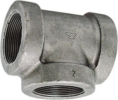 Made in USA - Size 2", Class 125, Cast Iron Black Pipe Tee - 175 psi, FPT End Connection - Exact Tooling
