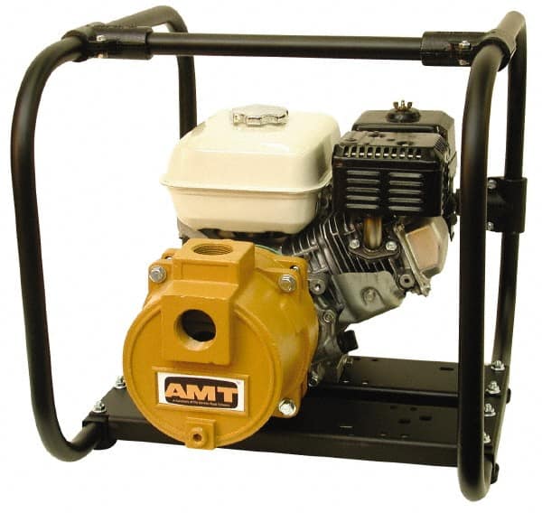 American Machine & Tool - 5.5 HP, 3,600 RPM, 1-1/2 Port Size, Honda, Self Priming Engine Pump - Cast Iron, 3 Quart Tank Size, Buna-N Shaft Seal, Stainless Steel Shaft Sleeve - Exact Tooling