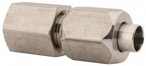 Made in USA - 5/8" Tube OD, 37° Stainless Steel Flared Tube Female Connector - 3/4-14 NPTF, Flare x FIP Ends - Exact Tooling