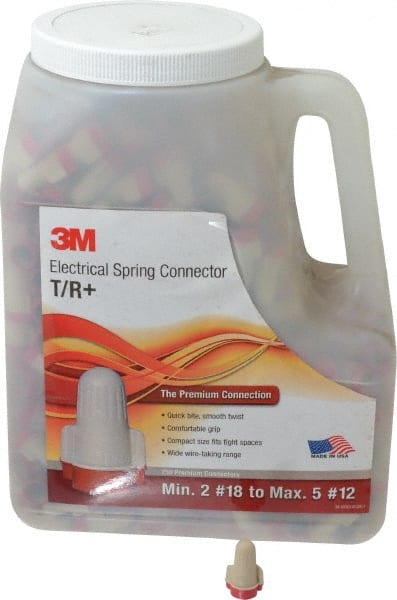 3M - 2, 18 to 5, 12 AWG, 600 Volt, Flame Retardant, Wing Twist on Wire Connector - Red & Tan, 221°F - Exact Tooling