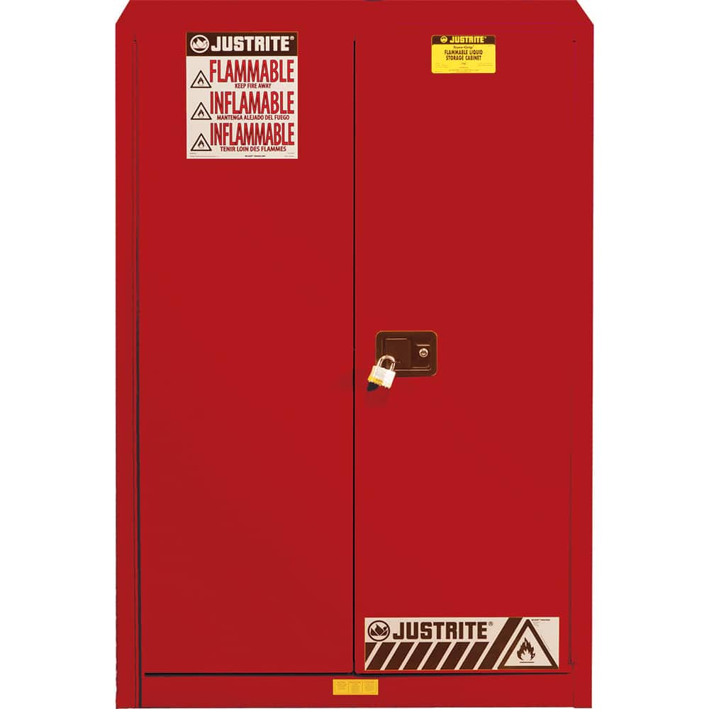 Justrite - 2 Door 2 Shelf 45 Gal Safety Cabinet for Flammable Substances - Exact Tooling