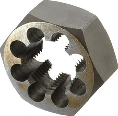 Interstate - 1-1/4 - 10 UNS Thread, 2-3/16" Hex, Right Hand Thread, Hex Rethreading Die - Carbon Steel, 1" Thick - Exact Tooling