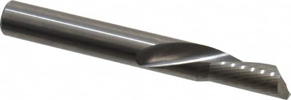 Onsrud - 3/8" Cutting Diam x 3/4" Length of Cut, 1 Flute, Downcut Spiral Router Bit - Uncoated, Right Hand Cut, Solid Carbide, 3" OAL x 3/8" Shank Diam, Single Edge, 22° Helix Angle - Exact Tooling