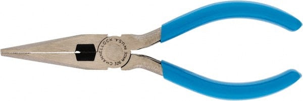Channellock - 6" OAL, 2-5/64" Jaw Length x 3/4" Jaw Width, Long Nose Side Cutting Pliers - Crosshatch Jaw, Standard Head, Plastic Dipped Handles - Exact Tooling