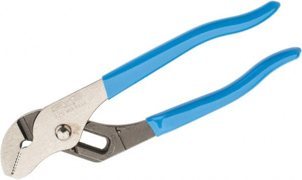 Channellock - 6-1/2" OAL, 7/8" Max Capacity, 5 Position Gooseneck Tongue & Groove Pliers - Straight Jaws, Plastic Dipped Handles - Exact Tooling