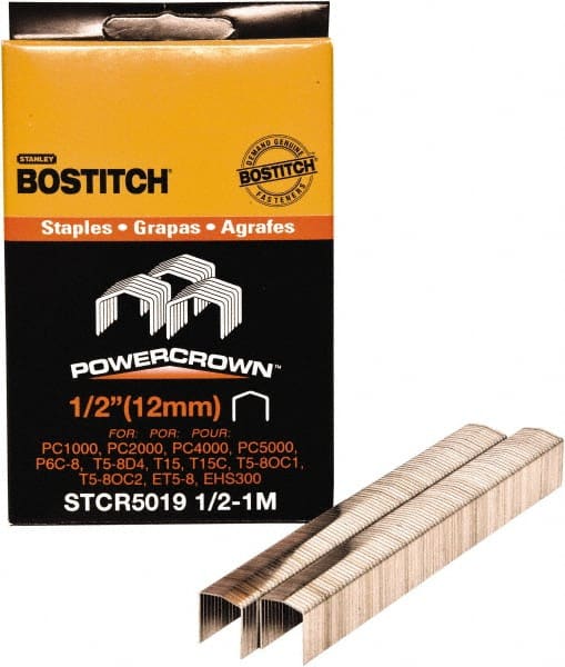 Stanley Bostitch - 1/2" Long x 7/16" Wide, 24 Gauge Crowned Construction Staple - Steel, Chisel Point - Exact Tooling