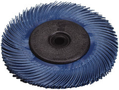 3M - 6" Diam, 7/16" Max Face Width, Plain Hole Radial Bristle Brush - 400 Grit, Super Fine Grade, 10,000 Max RPM, Blue - Exact Tooling