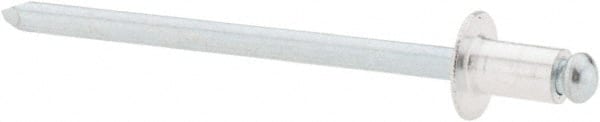 RivetKing - Size 41 Dome Head Aluminum Open End Blind Rivet - Steel Mandrel, 0.02" to 0.062" Grip, 1/4" Head Diam, 0.129" to 0.133" Hole Diam, 0.212" Length Under Head, 1/8" Body Diam - Exact Tooling