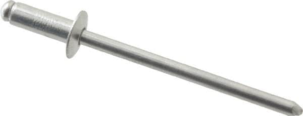 RivetKing - Size 43 Dome Head Aluminum Open End Blind Rivet - Aluminum Mandrel, 0.126" to 0.187" Grip, 1/4" Head Diam, 0.129" to 0.133" Hole Diam, 0.337" Length Under Head, 1/8" Body Diam - Exact Tooling