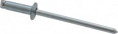 RivetKing - Size 44 Dome Head Steel Open End Blind Rivet - Steel Mandrel, 0.188" to 1/4" Grip, 1/4" Head Diam, 0.129" to 0.133" Hole Diam, 0.4" Length Under Head, 1/8" Body Diam - Exact Tooling