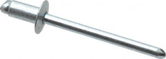 RivetKing - Size 52 Dome Head Steel Open End Blind Rivet - Steel Mandrel, 0.02" to 1/8" Grip, 0.312" Head Diam, 0.16" to 0.164" Hole Diam, 0.3" Length Under Head, 5/32" Body Diam - Exact Tooling