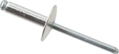 RivetKing - Size 68 Large Flange Dome Head Aluminum Open End Blind Rivet - Steel Mandrel, 0.376" to 1/2" Grip, 5/8" Head Diam, 0.192" to 0.196" Hole Diam, 0.7" Length Under Head, 3/16" Body Diam - Exact Tooling