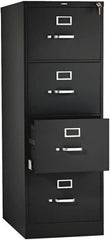 Hon - 18-1/4, 25" Wide x 52" High x 25" Deep, 4 Drawer Vertical File with Lock - Steel, Black - Exact Tooling