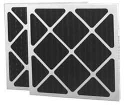 Made in USA - 12" Noml Height x 24" Noml Width x 1" Noml Depth, 70% Capture Efficiency, Wire-Backed Pleated Air Filter - MERV 8, Cotton/Polyester & Activated Carbon, Integrated Beverage Board Frame, 500 Max FPM, 1,000 CFM, For Any Unit - Exact Tooling