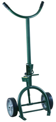 Drum Truck - Adjustable Sliding Chime Hook for steel or fiber drums - Spring loaded - 10" M.O.R wheels 60" H x 25" W - Exact Tooling