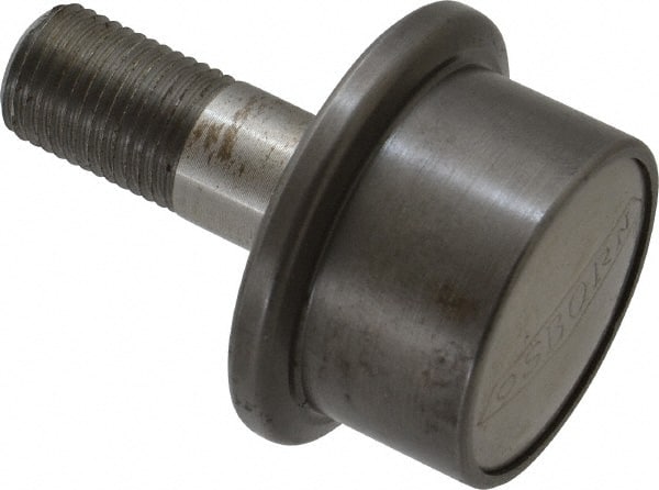 Osborn International - 1-1/4" Roller Diam x 27/32" Width, 1/2" Stud Diam x 1-1/4" Length, Flanged Concentric Stud Load Runner - Steel, 5/8" Thread Length, 1/2-20 Thread, 2-3/32" OAL, 600 Lb Dynamic Cap - Exact Tooling