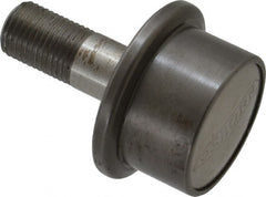 Osborn International - 1-1/4" Roller Diam x 27/32" Width, 1/2" Stud Diam x 1-1/4" Length, Flanged Concentric Stud Load Runner - Steel, 5/8" Thread Length, 1/2-20 Thread, 2-3/32" OAL, 600 Lb Dynamic Cap - Exact Tooling