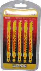 Starrett - 4" Long, 6 Teeth per Inch, Bi-Metal Jig Saw Blade - Toothed Edge, 5/16" Wide x 0.05" Thick, U-Shank, Alternate Tooth Set - Exact Tooling