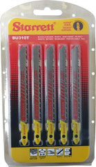 Starrett - 4" Long, 10 Teeth per Inch, Bi-Metal Jig Saw Blade - Toothed Edge, 5/16" Wide x 0.05" Thick, U-Shank, Ground Taper Tooth Set - Exact Tooling