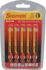 Starrett - 3" Long, 14 Teeth per Inch, Bi-Metal Jig Saw Blade - Toothed Edge, 3/16" Wide x 0.04" Thick, U-Shank, Wavy Tooth Set - Exact Tooling